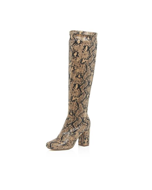 River Island Brown Snake Print Knee High Boots In Brown Lyst