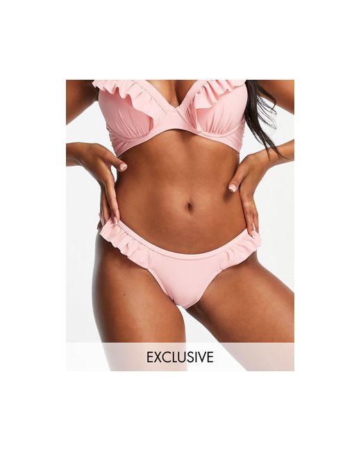 Ivory Rose Fuller Bust Frill Bikini Bottom In Pink Lyst