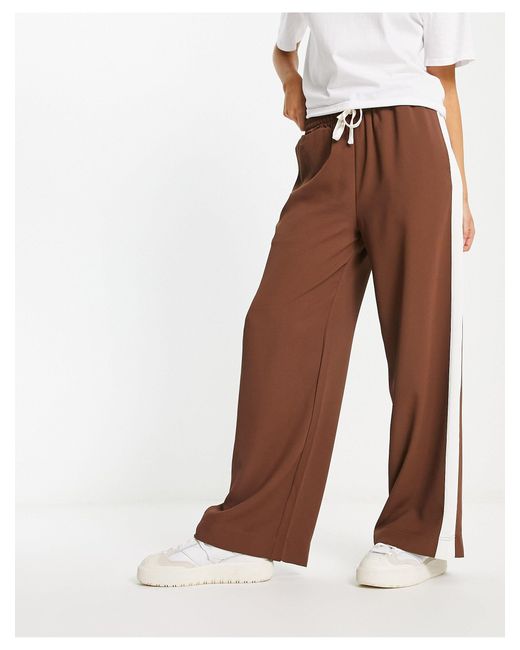 Asos Pull On Trouser With Contrast Panel In White Lyst