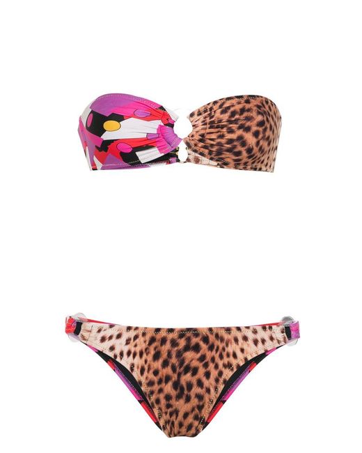 Reina Olga Bandeau Bikini With Rings Details In Pink Lyst