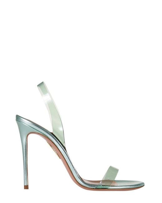 Aquazzura Leather So Nude Plexi Sandals In Green Lyst Uk