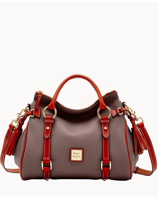 Dooney Bourke Leather Pebble Grain Satchel In Taupe Red Lyst