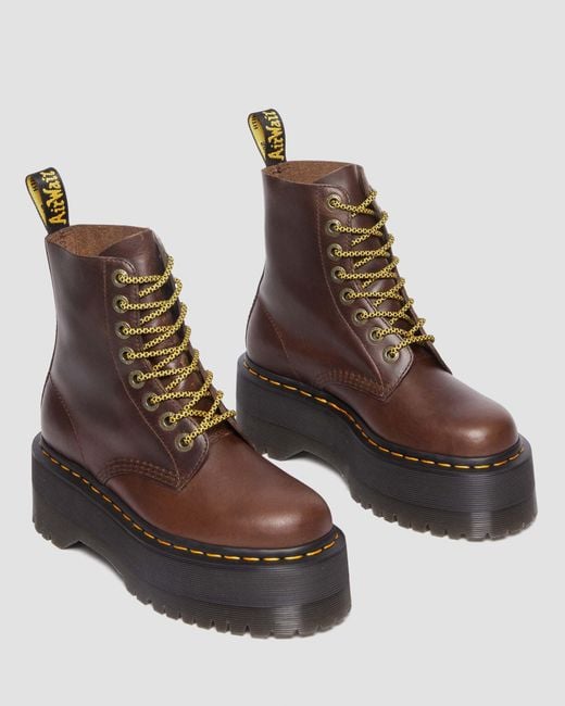 Dr. Martens 1460 Pascal Max Leather Platform Boots in Brown | Lyst