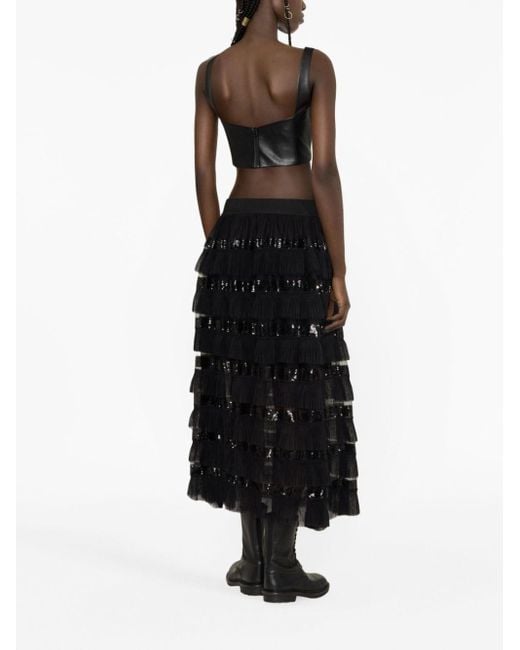 Maje Sequin Embellished Tulle Skirt In Black Lyst