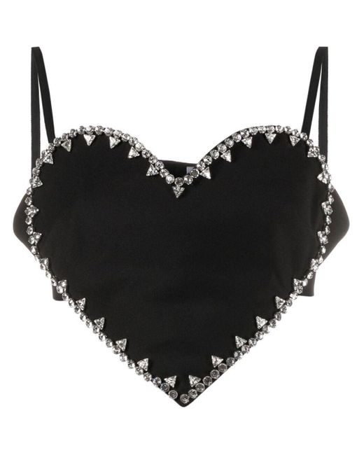 Area Heart Cut Crystal Embellished Top In Black Lyst