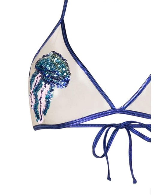 Brigitte Bardot Sequin Embellished Metallic Bikini In Blue Lyst