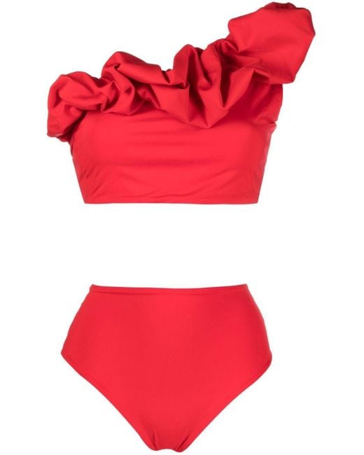 Maygel Coronel Ruffled One Shoulder Bikini Set In Red Lyst Canada