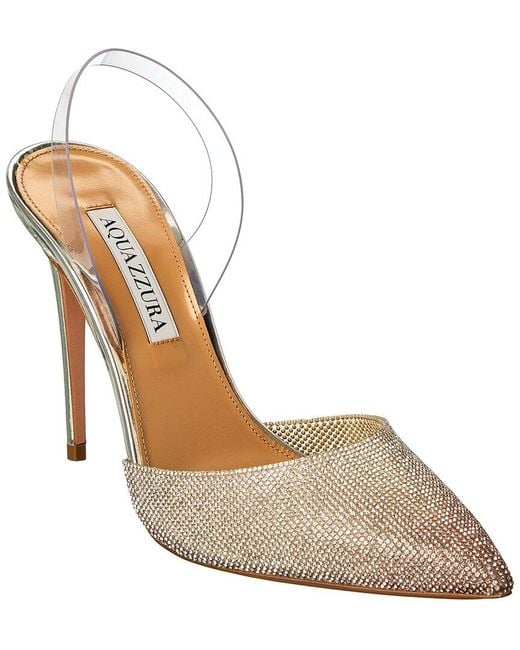 Aquazzura So Nude Crystal Plexi Slingback Pump In Metallic Lyst