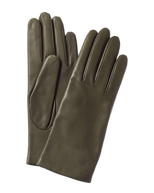 Portolano Cashmere Lined Leather Gloves In Brown Green Save