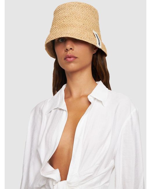 Jacquemus Le Bob Raphia Bucket Hat In Natural Lyst