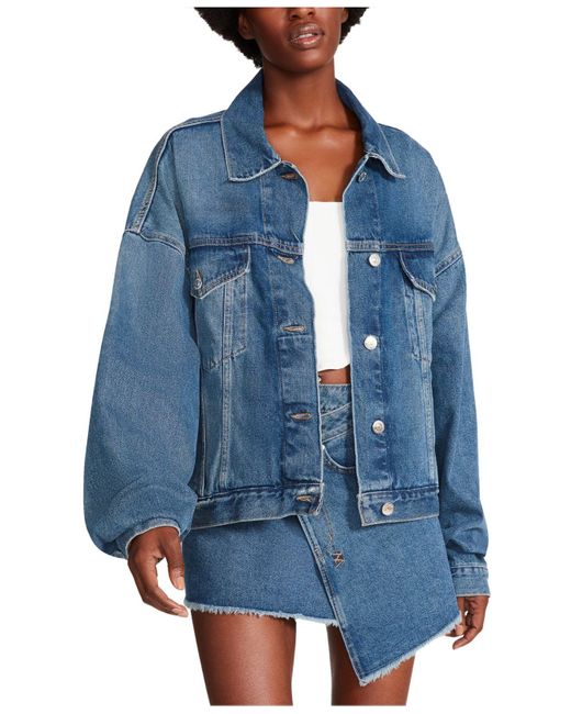 Steve Madden Sienna Oversized Denim Trucker Jacket In Blue Lyst