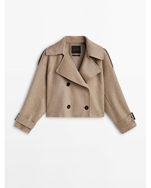 MASSIMO DUTTI Cropped Wool Blend Trench Coat In Natural Lyst