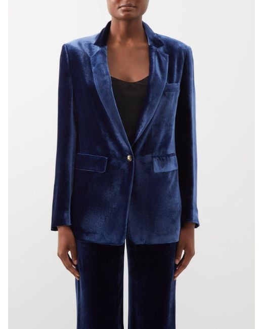 Etro Lucky Velvet Blazer In Navy Blue Lyst