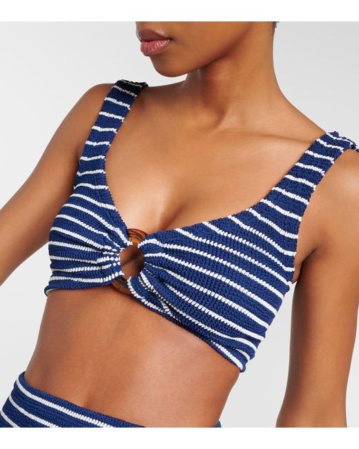 Hunza G Nadine Striped Bikini In Blue Lyst