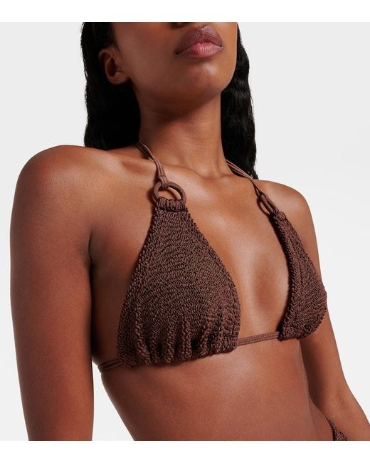 Hunza G Eva Shirred Bikini In Brown Lyst