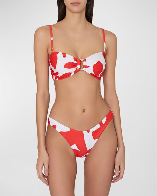 Milly Cabana Printed Bandeau Bikini Top In Red Lyst