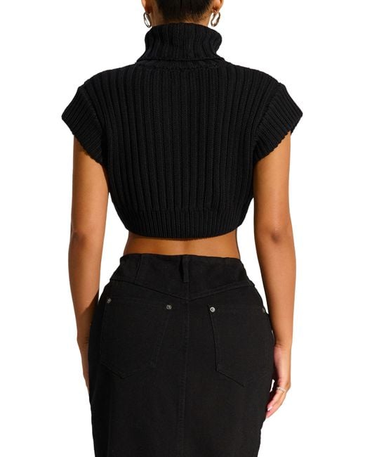 Naked Wardrobe Crop Turtleneck Sweater In Black Lyst