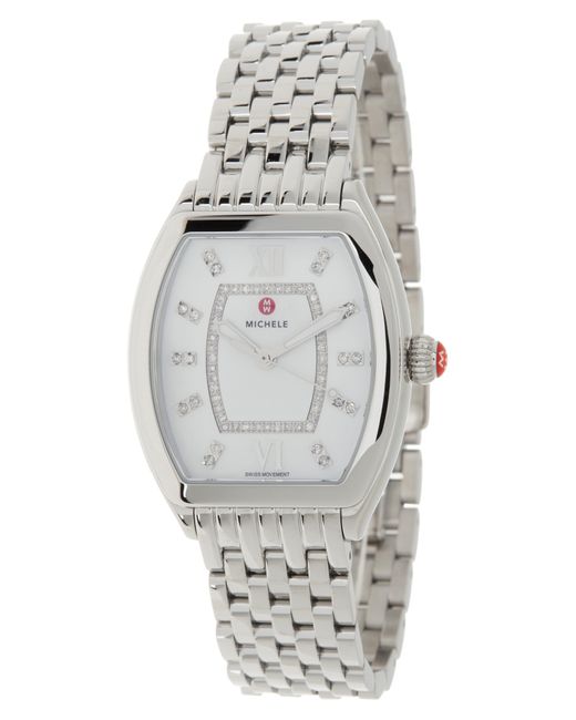 Michele Releve Diamond Bracelet Watch In Gray Lyst