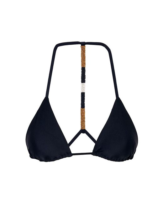 ViX Ella Beaded Triangle Bikini Top In Blue Lyst