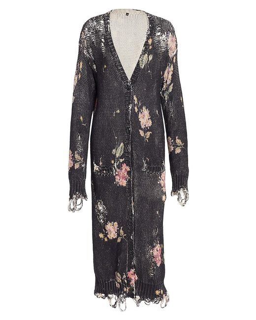Distressed Embroidered Cardigan