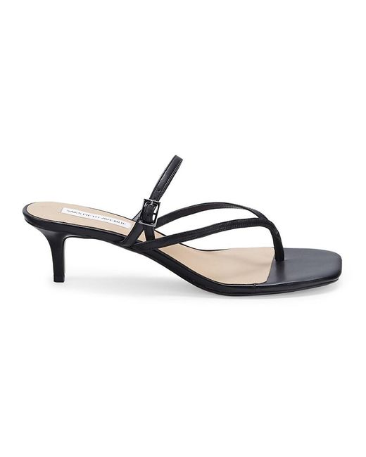 Saks Fifth Avenue Lily Kitten Heel Leather Sandals In Black Lyst