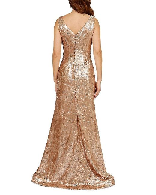 Rene Ruiz Sequin Flare Gown In Natural Lyst