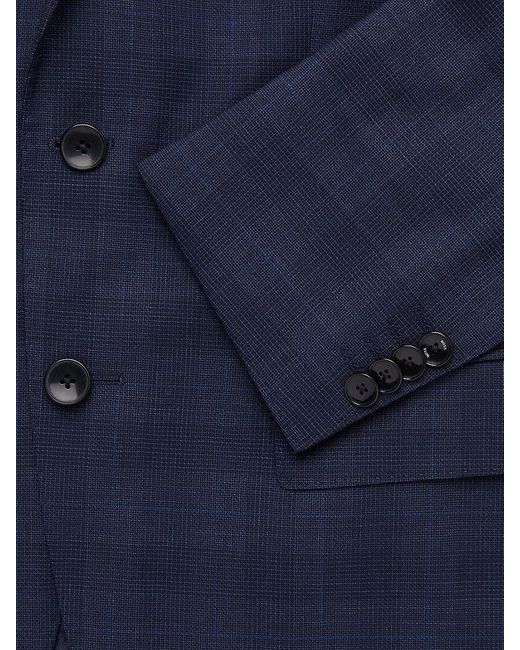 BOSS By HUGO BOSS H Huge Slim Fit Plaid Virgin Wool Suit In Blue For