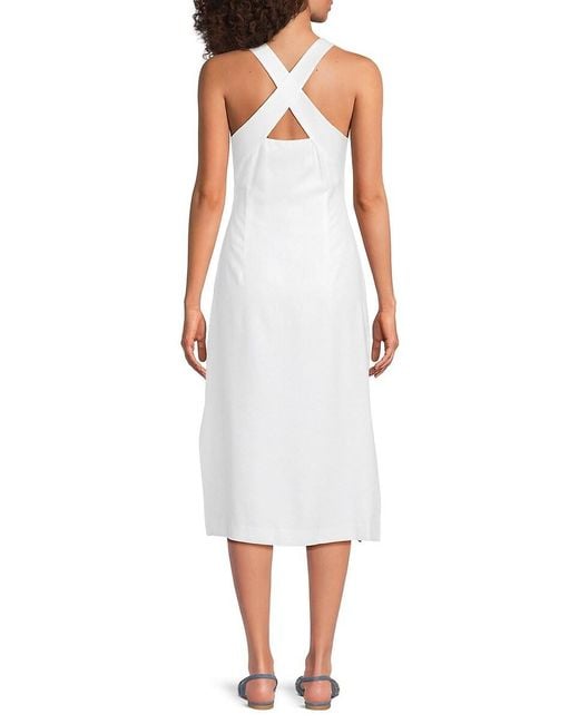 buy cheap new Theory Criss Cross Midi Dress in White Lyst