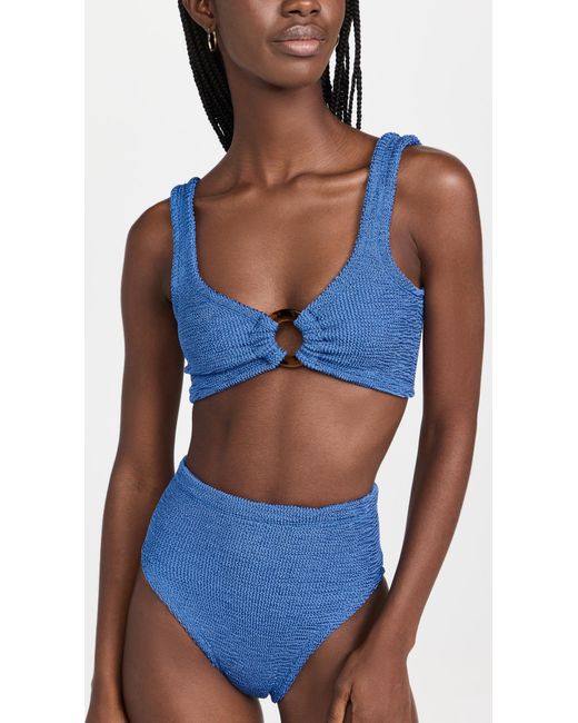 Hunza G Synthetic Nadine Bikini Set In Metallic Denim Blue Lyst Uk