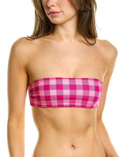 Solid Striped The Annabelle Reversible Bikini Top In Red Lyst