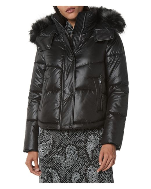 Andrew Marc Faux Fur Quilted Puffer Jacket In Black Lyst