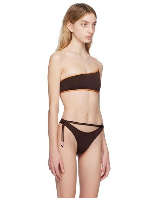 Jacquemus Brown Le Raphia Le Haut De Maillot Maio Bikini Top In Black