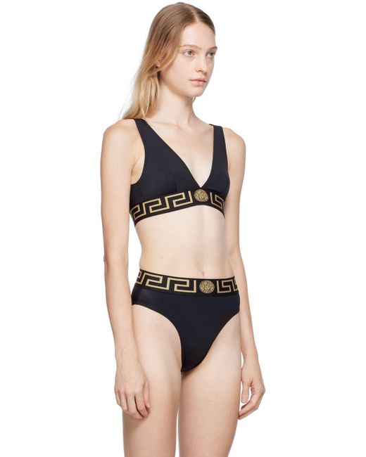 Versace Black Greca Border Bikini Top Lyst