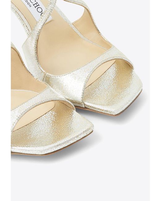 Jimmy Choo Anise 75 Glitter Leather Mules In White Lyst