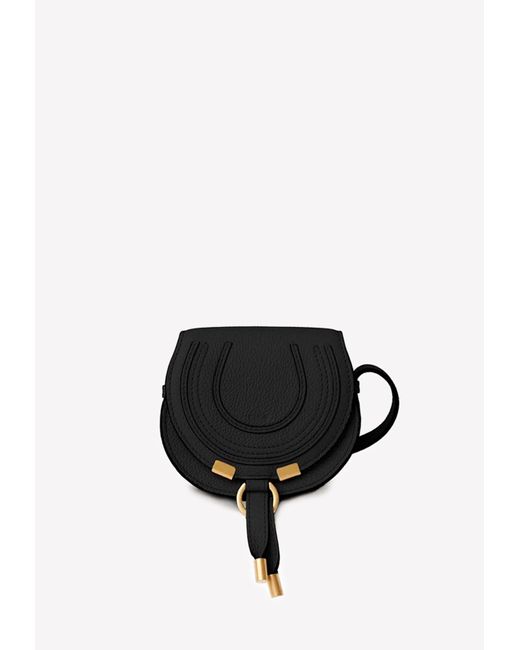Chloé Nano Marcie Saddle Bag In Grained Leather in Black Lyst