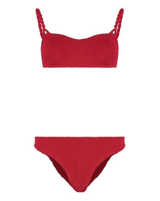 Hunza G Phoebe Plain Color Bikini In Red Lyst