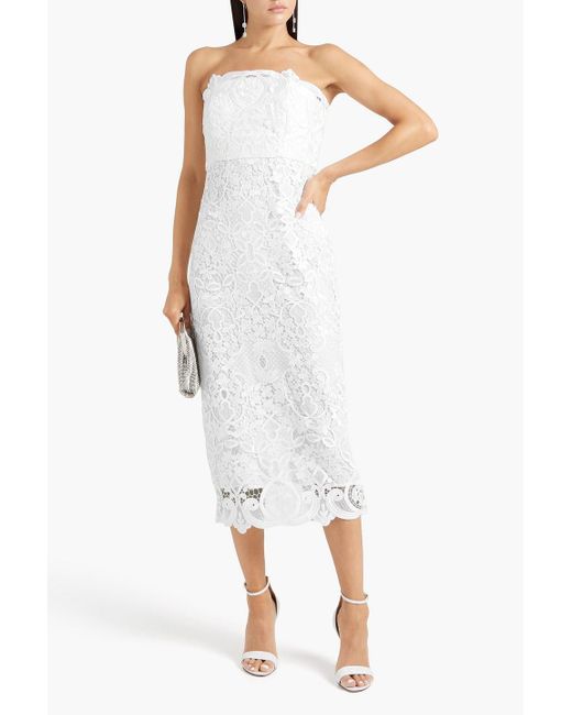 store sale outlet Badgley Mischka Strapless Guipure Lace Midi Dress in  White Lyst | tasweeq.om Fashion Store