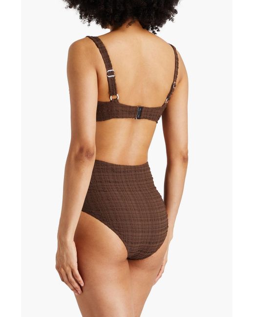 Form And Fold The Rise Seersucker High Rise Bikini Briefs In Brown Lyst