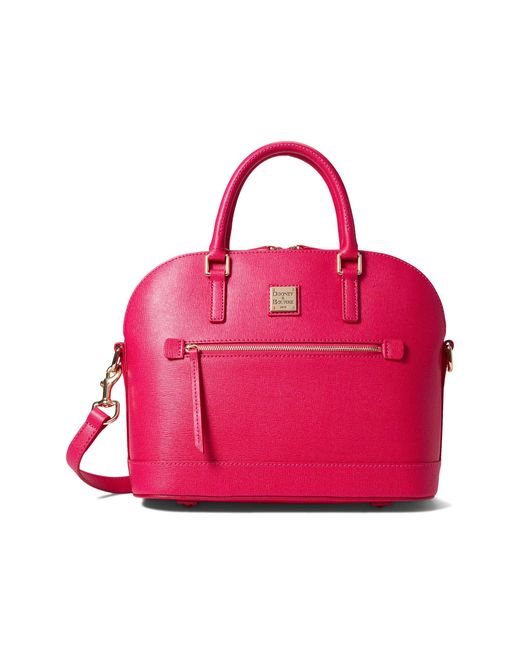 Dooney Bourke Leather Saffiano Domed Zip Satchel In Pink Lyst