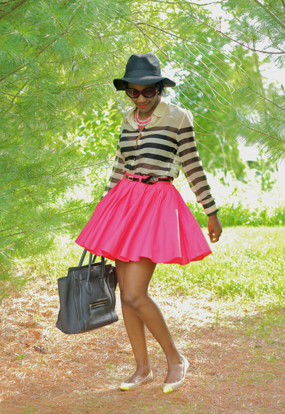 Twirly Skirt and Neon Caps