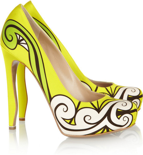 Shoe of the moment: neon-lemon silk pumps by Nicholas Kirkwood