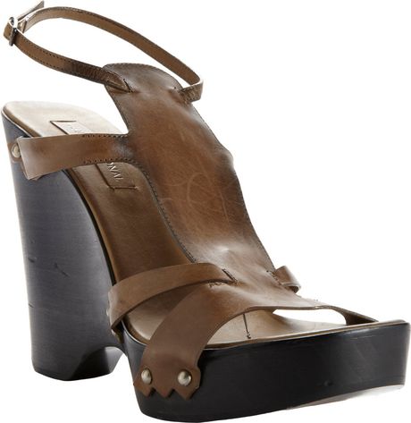Costume National Gladiator Wedge Sandal in Green (Brown-Olive) | Lyst