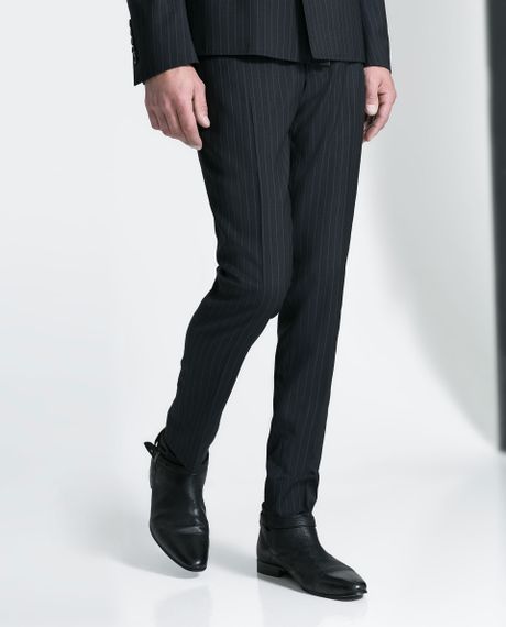 zara blue and white striped pants