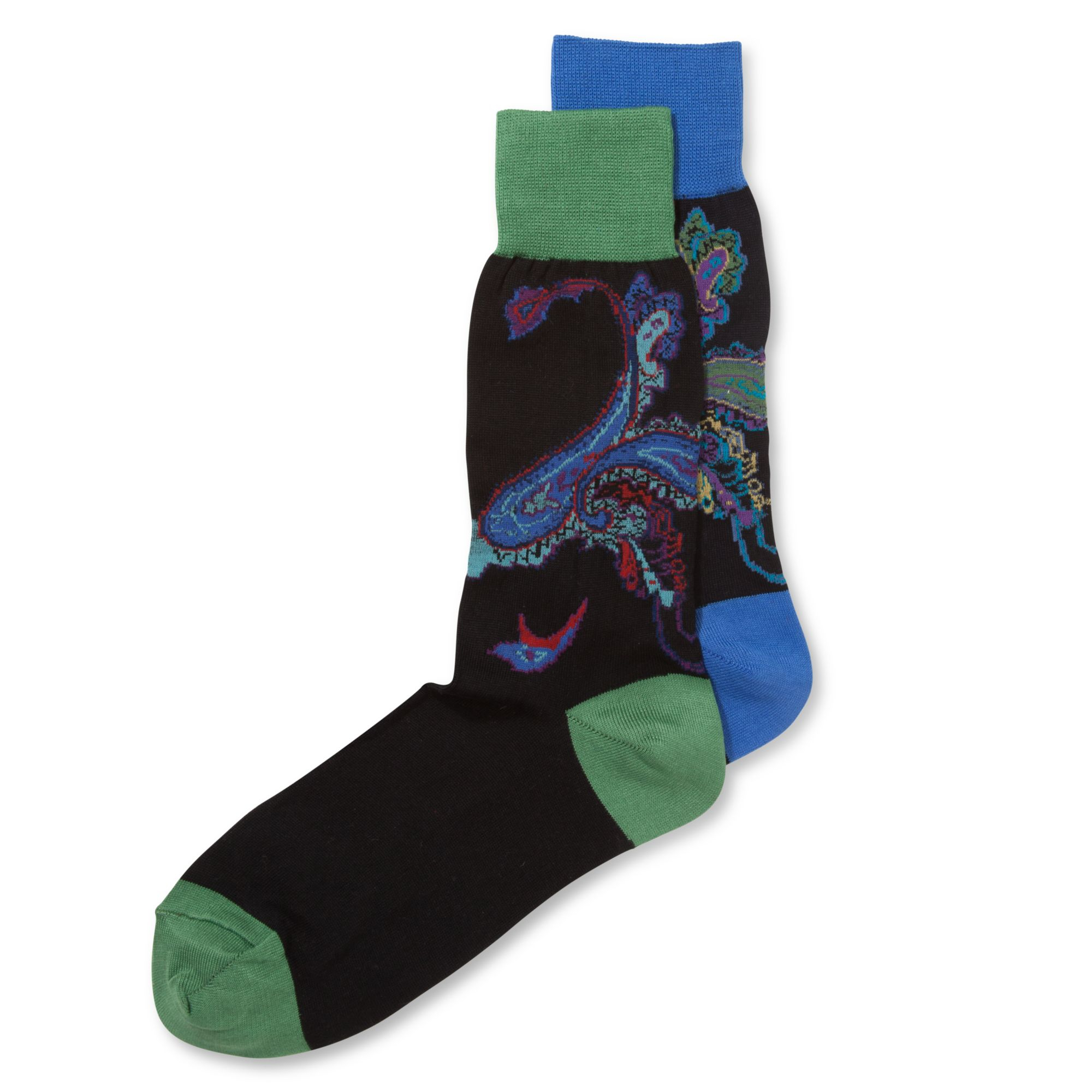 Perry Ellis Mens Mercerized Large Paisley Crew Dress Socks in Blue for