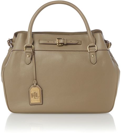 ... Ralph Lauren Taupe Large Belted Cross Body Tote Bag in Brown (Taupe