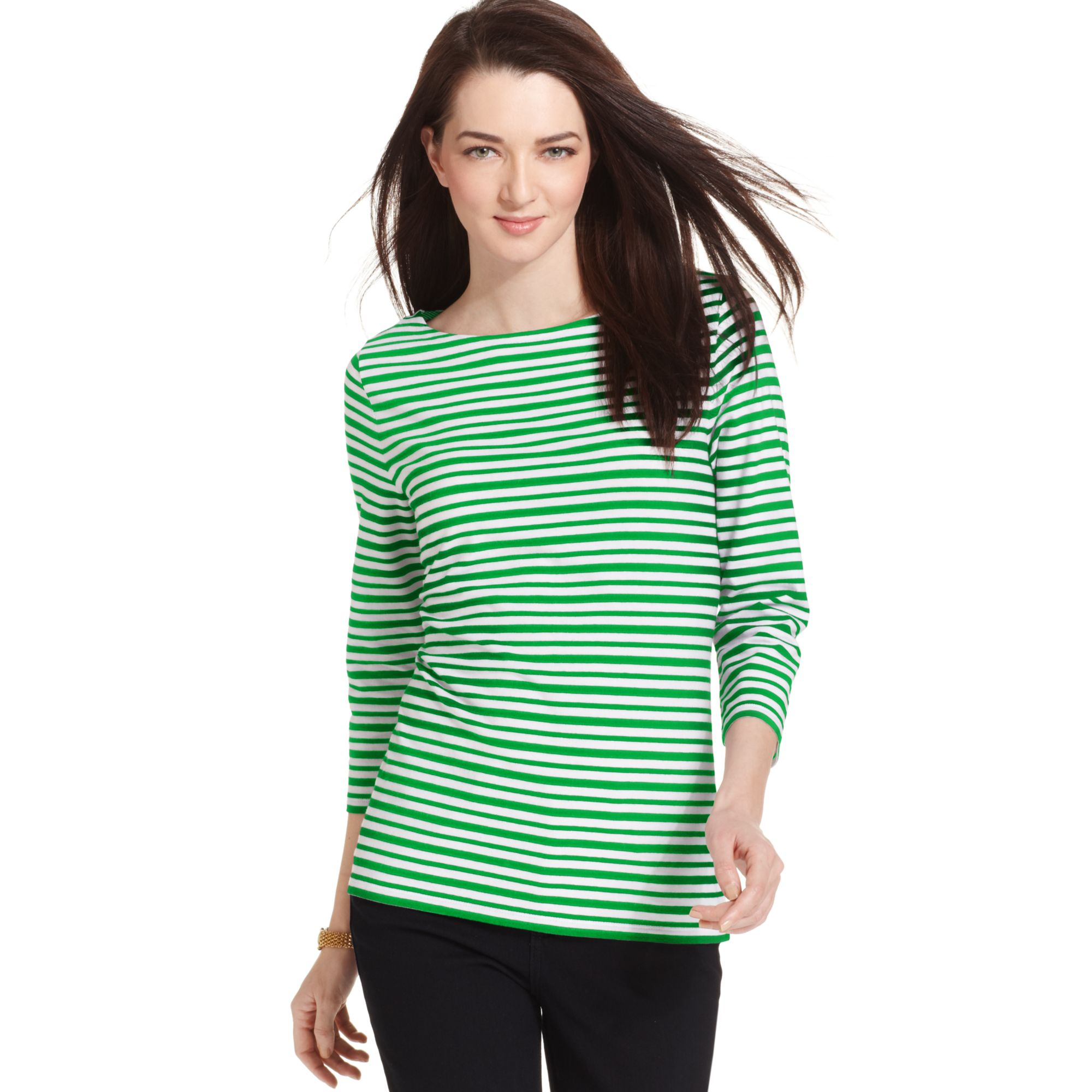 Jones New York Womens Half-Sleeve Colorblock Shirt