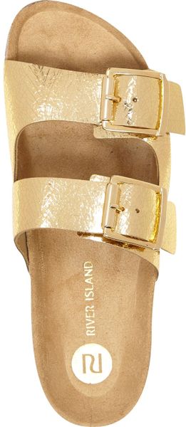 gold flat sandals river island