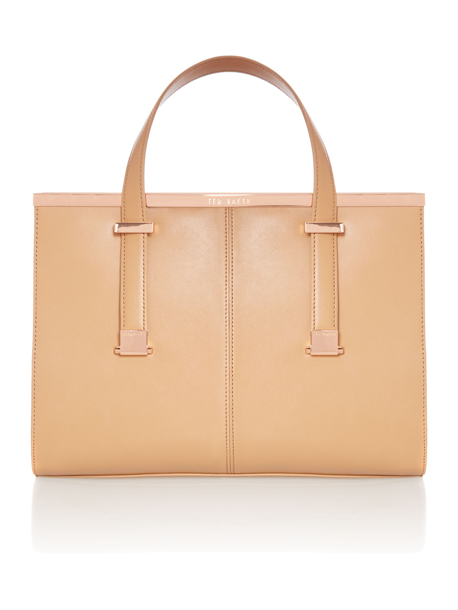 Ted Baker Medium Leather Tan Metal Bar Tote Bag in Beige (Tan) Lyst