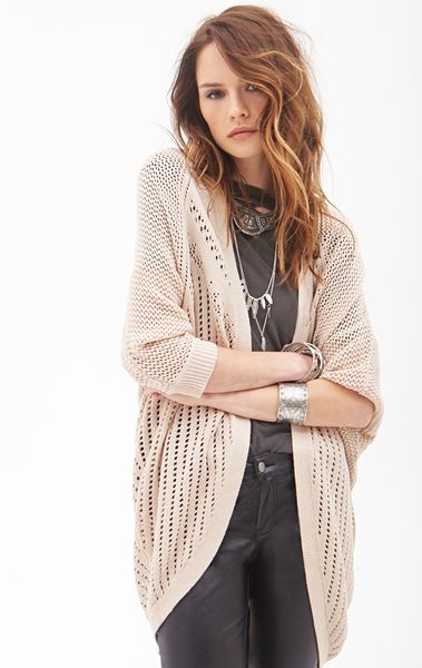 Forever 21 Relaxed Dolman Cardigan in Brown (Tan)