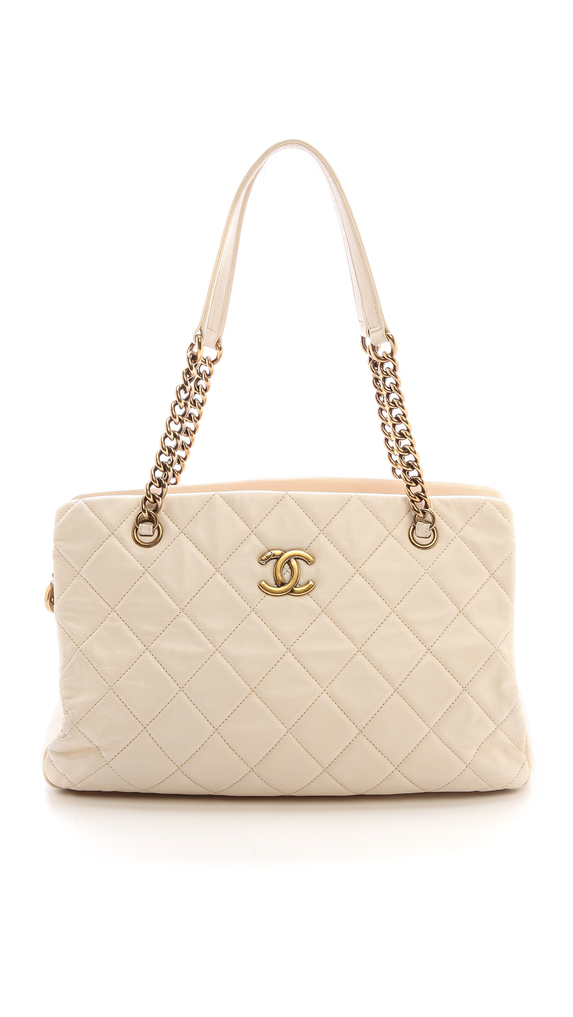 What Goes Around Comes Around Chanel Quilted Shoulder Bag Cream in
